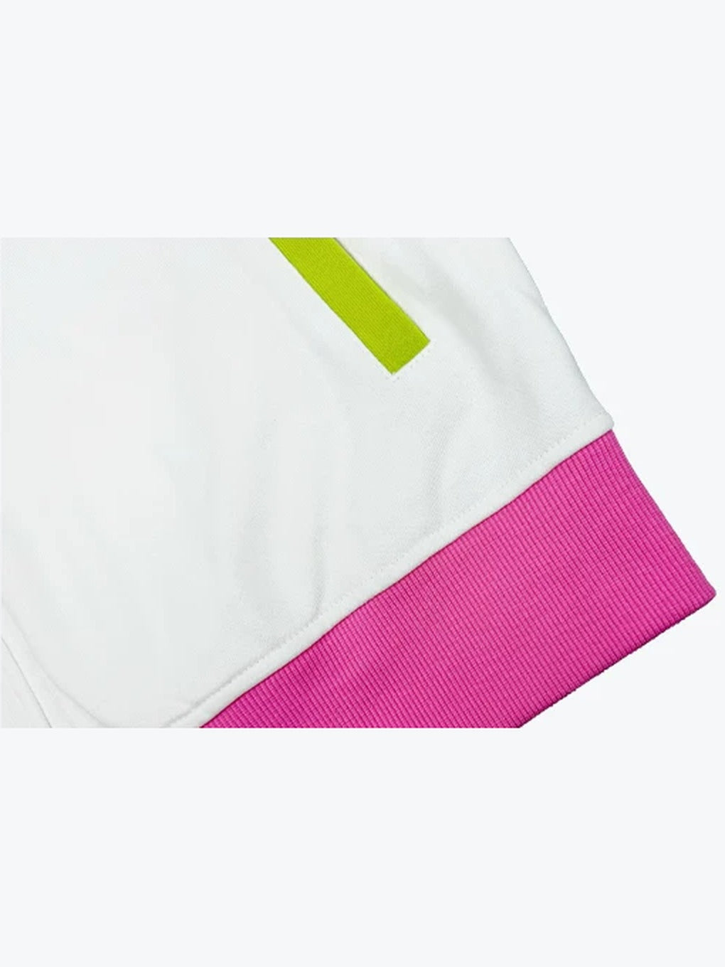 ColdAsia Lime Zebra Block Logo Raglan Track Jacket - White zip pocket and pink ribbed hem detail