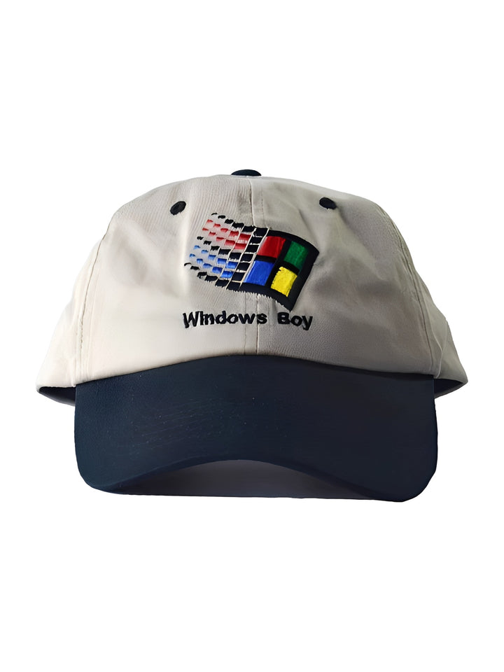 Retro Pixel Flag Embroidered Two-Tone Baseball Cap - Beige and black front