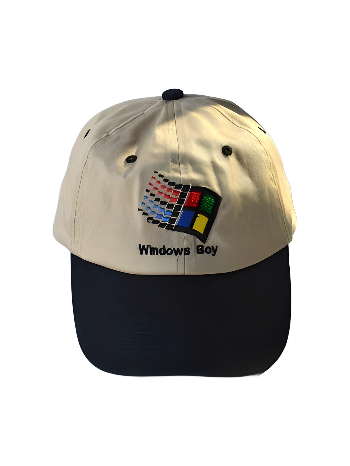 Retro Pixel Flag Embroidered Two-Tone Baseball Cap - Front view from above